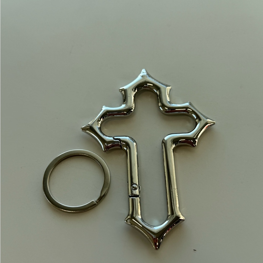 Silver Cross Keychain Carabiner